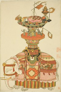 Mechanical Elephant with Festival Barge and Korean Musicians