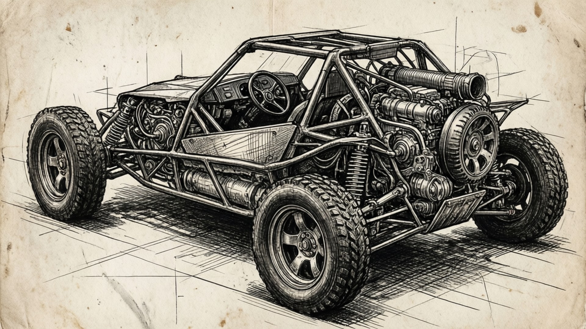 Mechanical Sketch Study by Wallpapers.art Studio