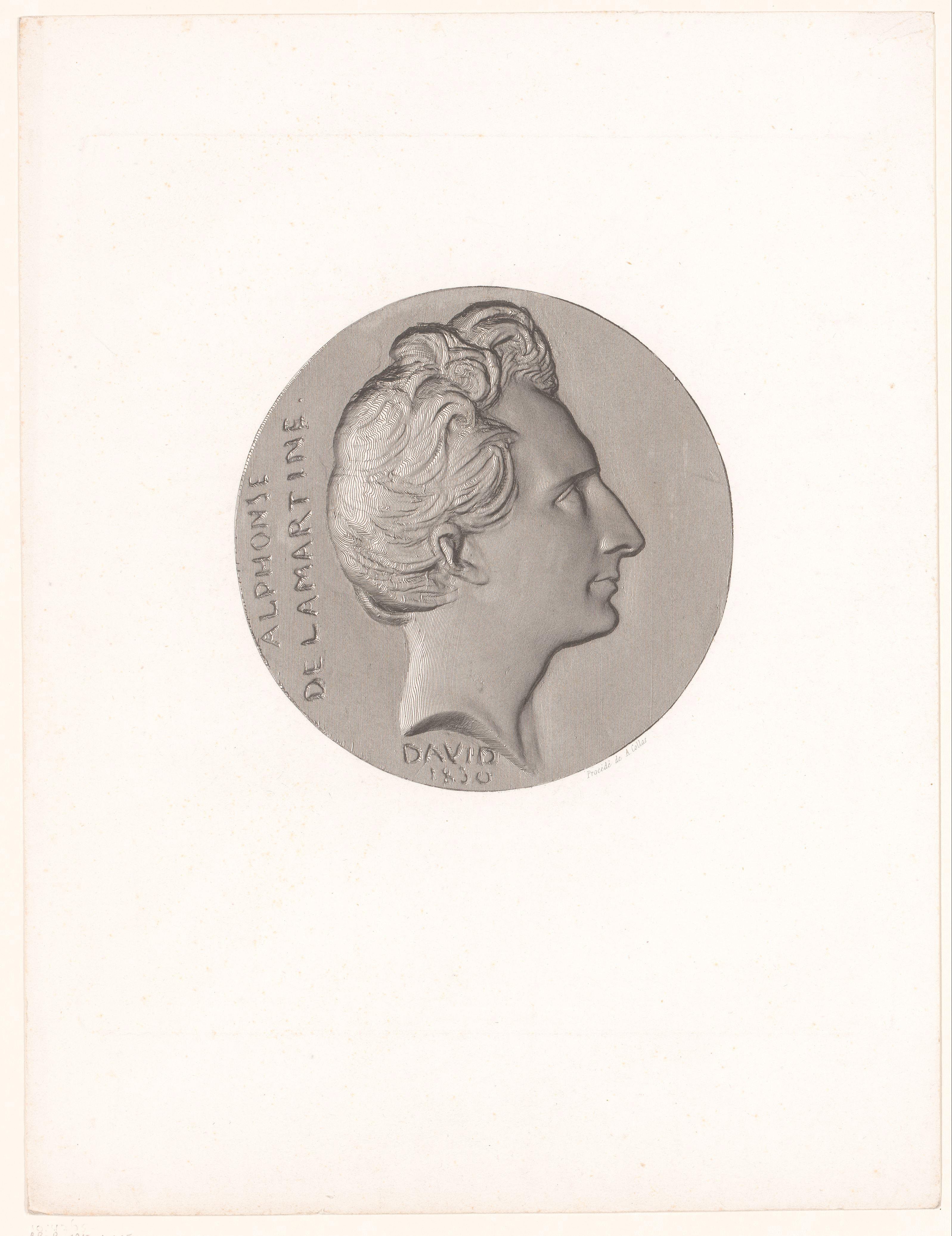 Medaille met portret van Alphonse de Lamartine by Achille Collas