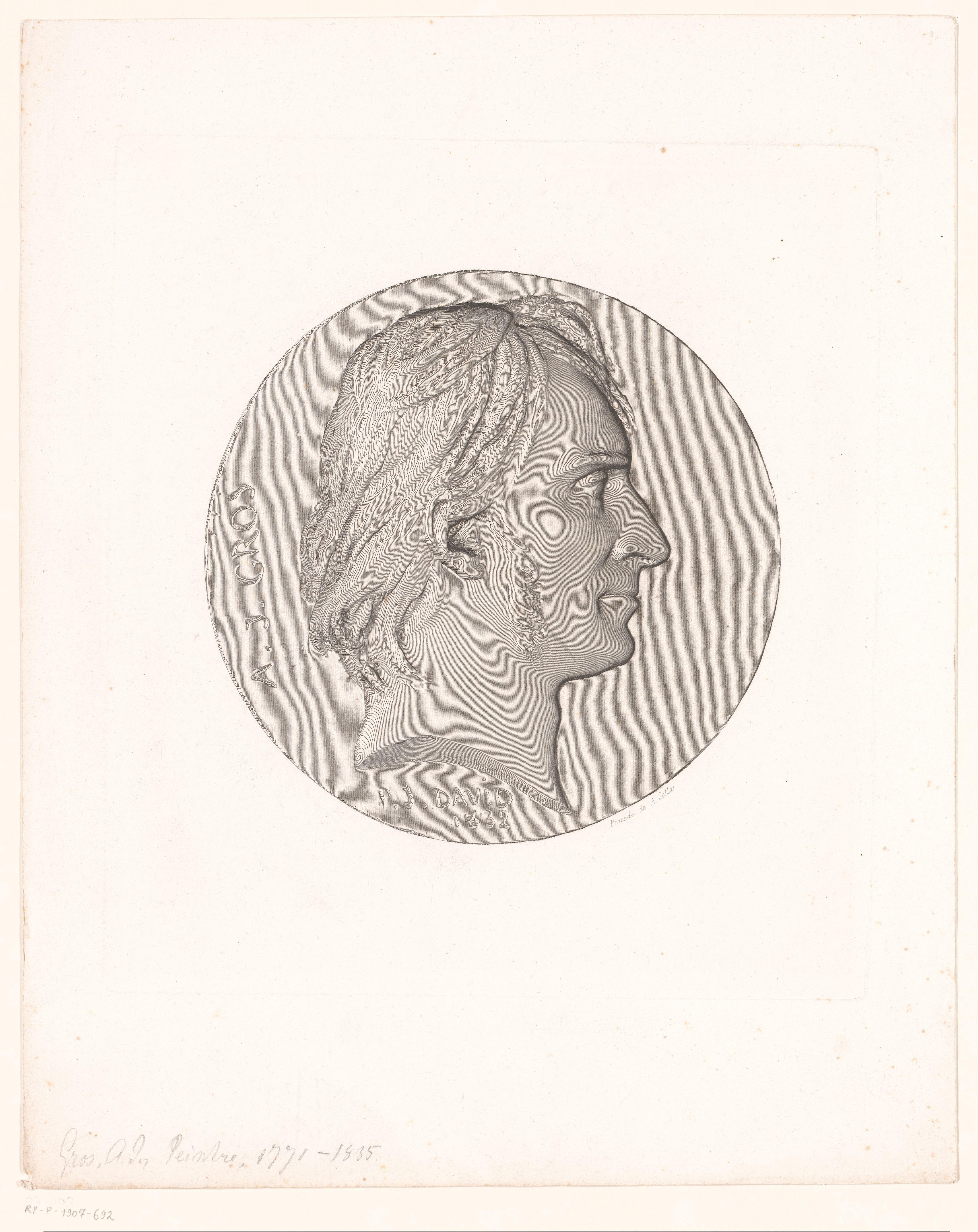 Medaille met portret van Antoine-Jean Gros by Achille Collas