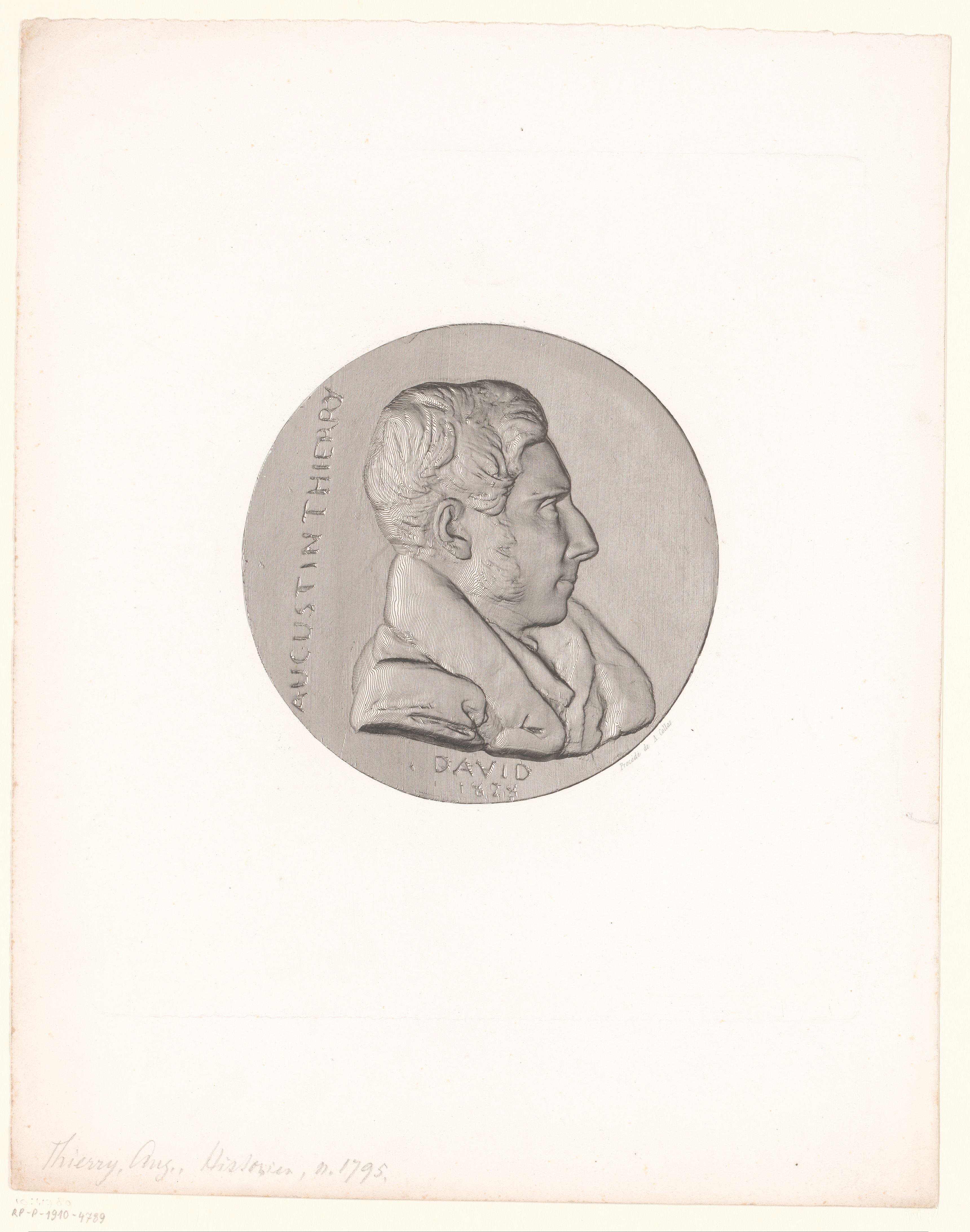 Medaille met portret van Augustin Thierry by Achille Collas