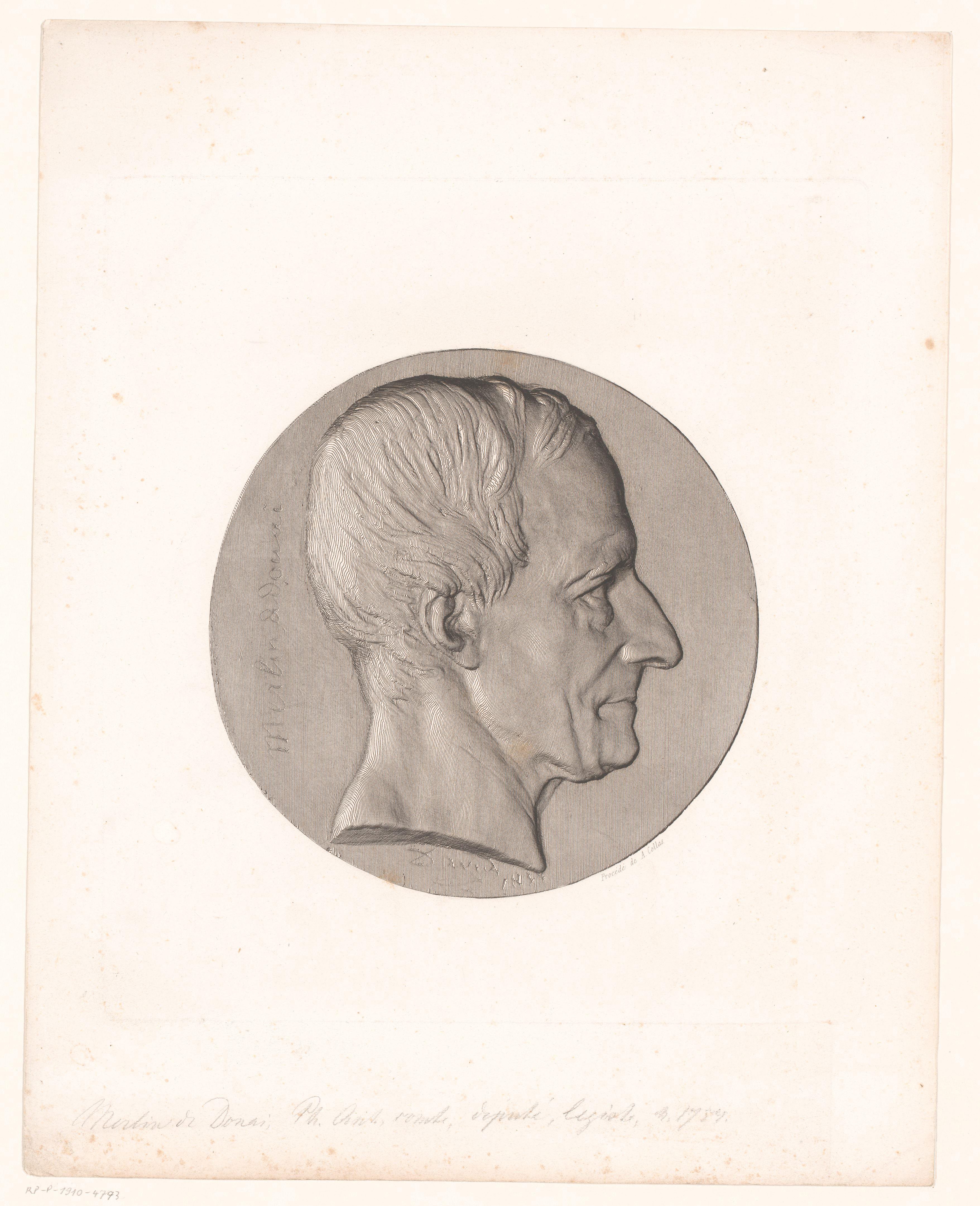 Medaille met portret van Philippe-Antoine Merlin de Douai by Achille Collas