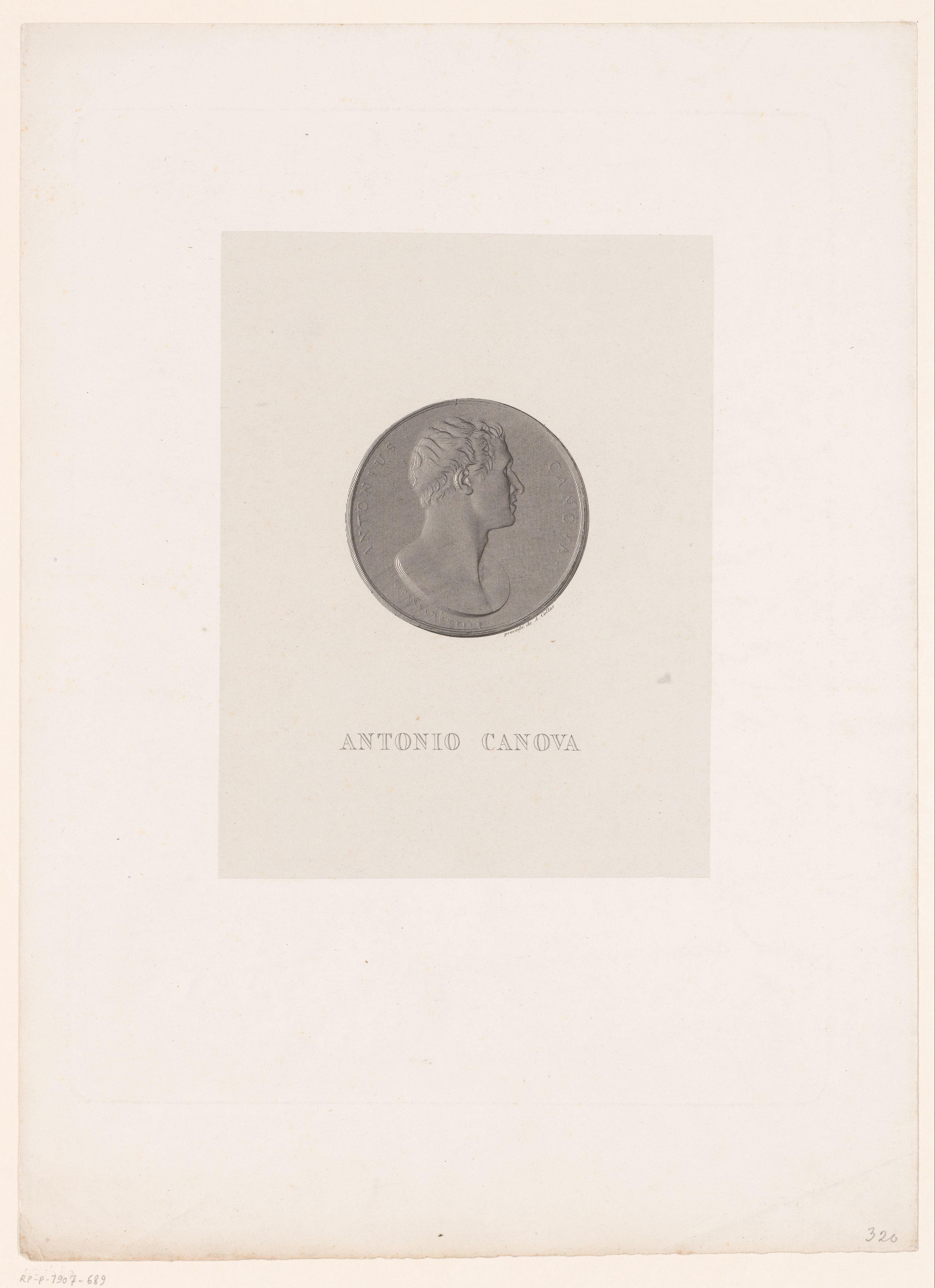 Medaillon met portret van Antonio Canova by Achille Collas