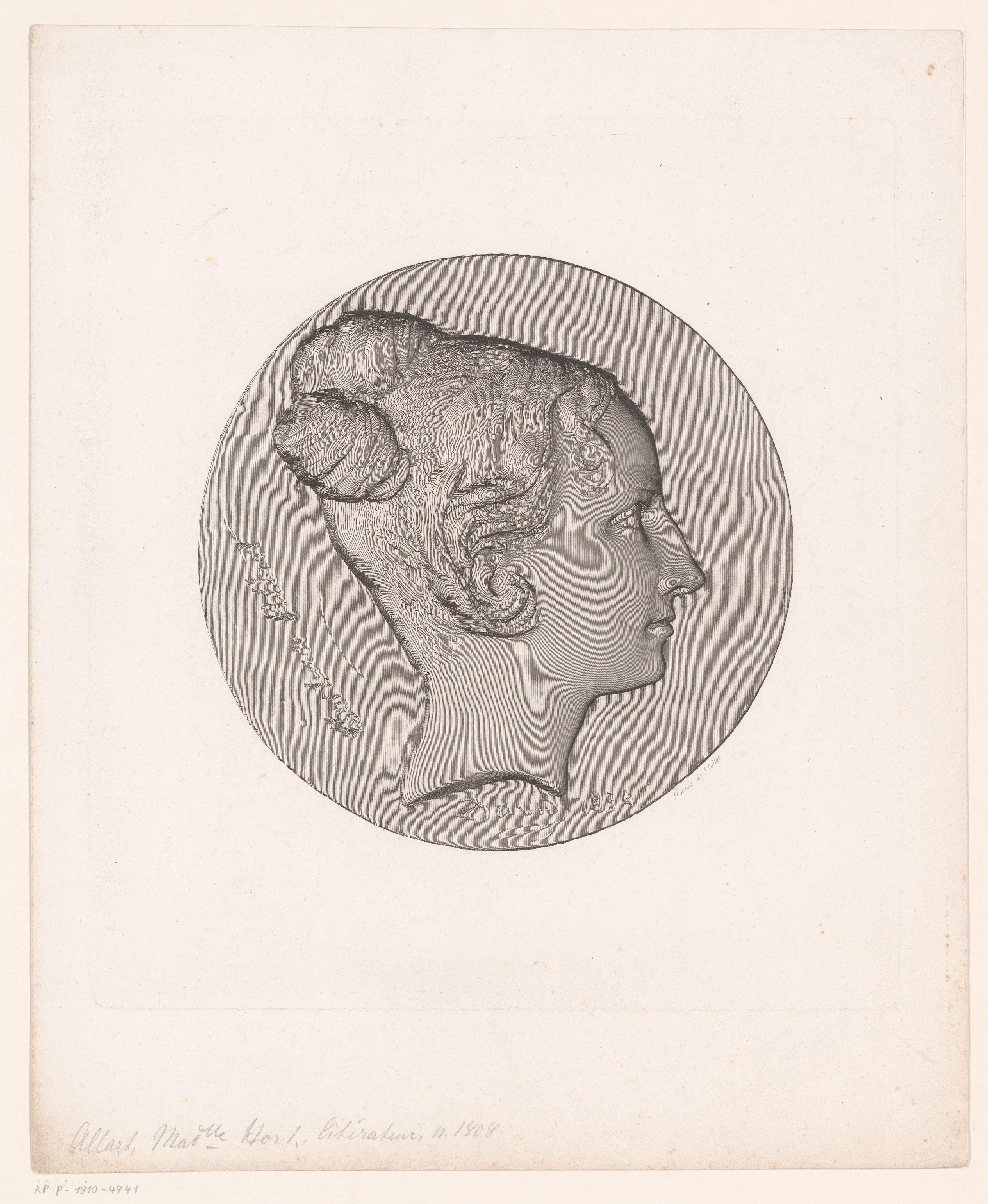 Medaillon met portret van Barbra Allart by Achille Collas