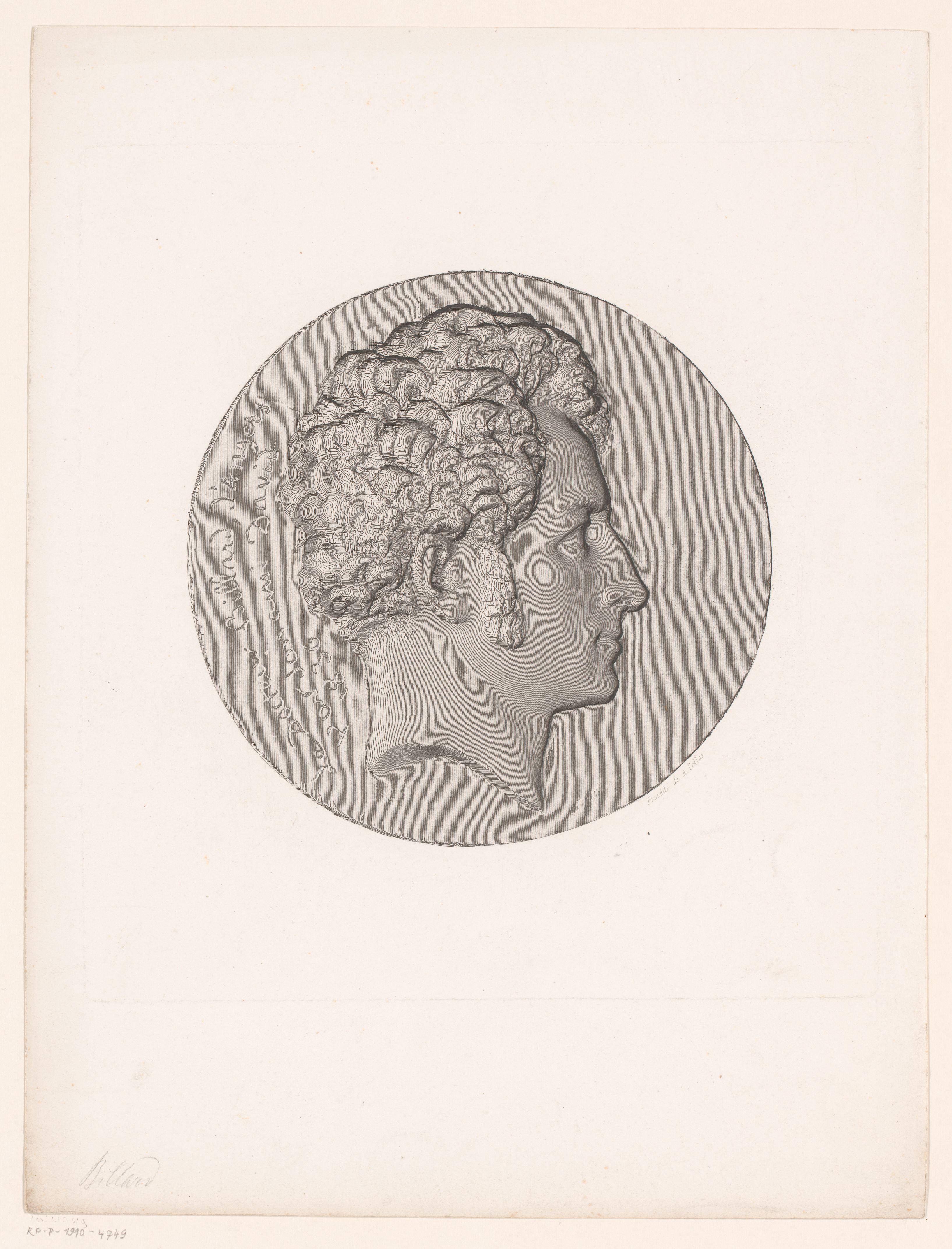 Medaillon met portret van Charles-Michel Billard by Achille Collas