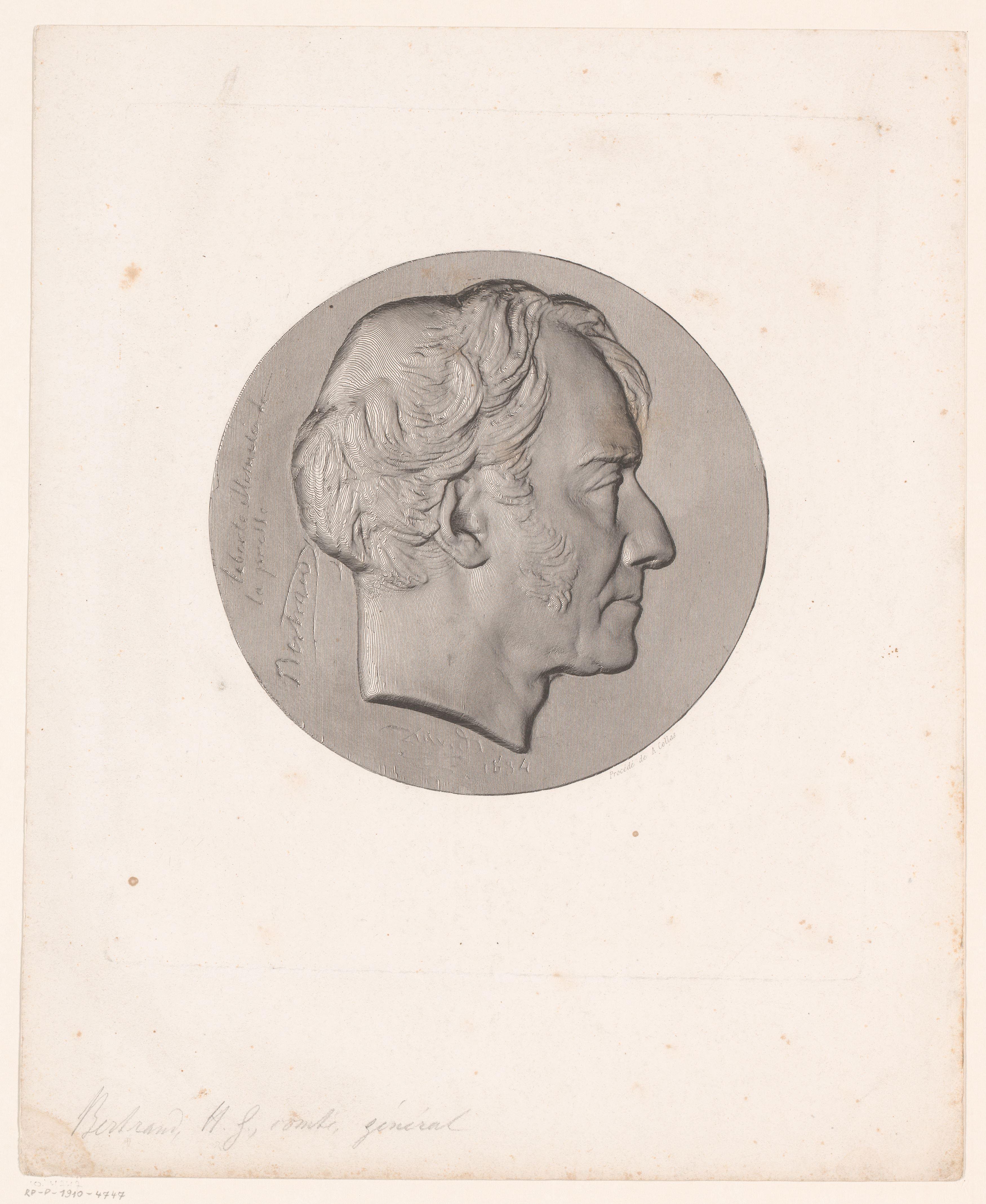 Medaillon met portret van Henri Gatien Bertrand by Achille Collas