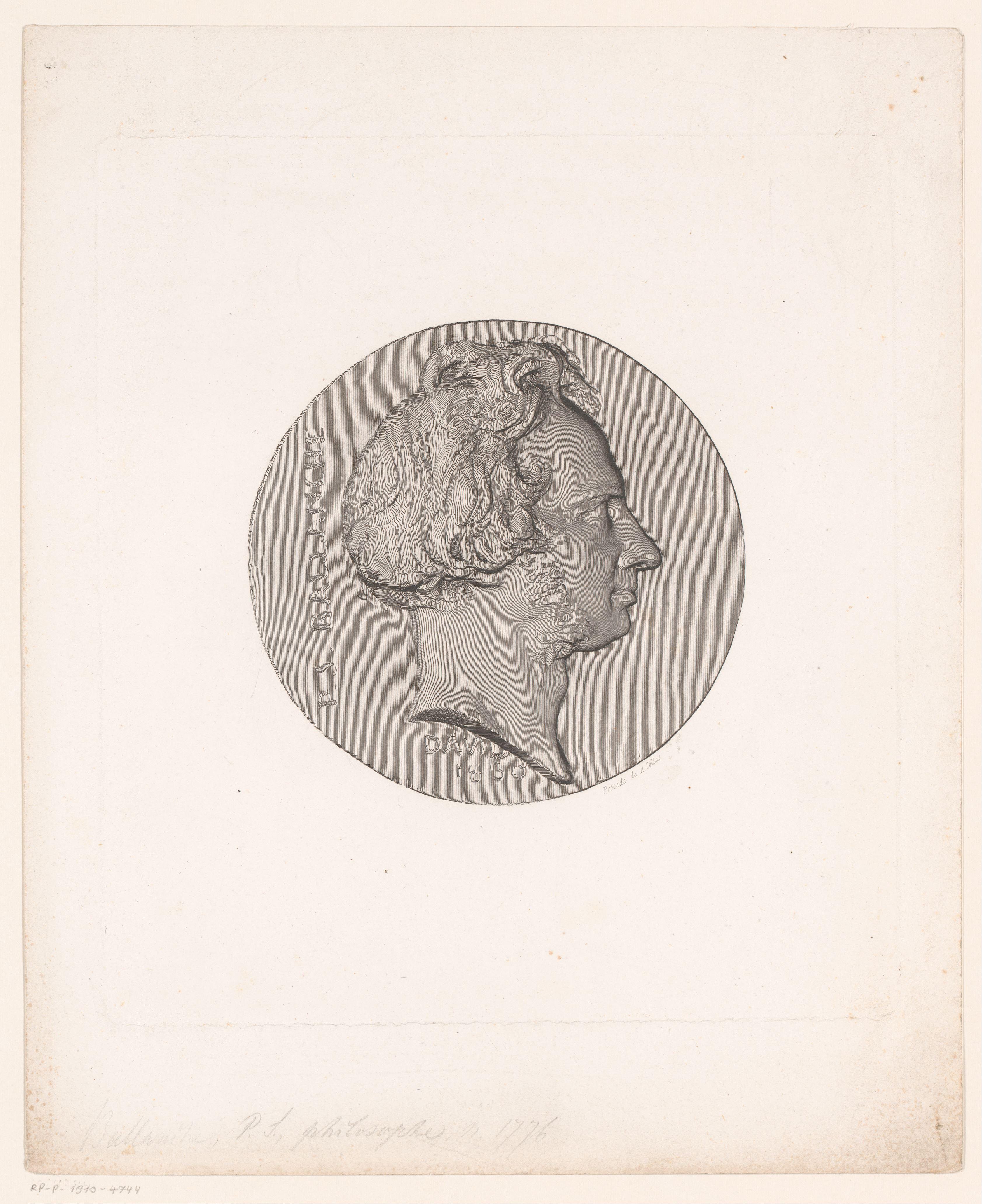 Medaillon met portret van Pierre-Simon Ballanche by Achille Collas