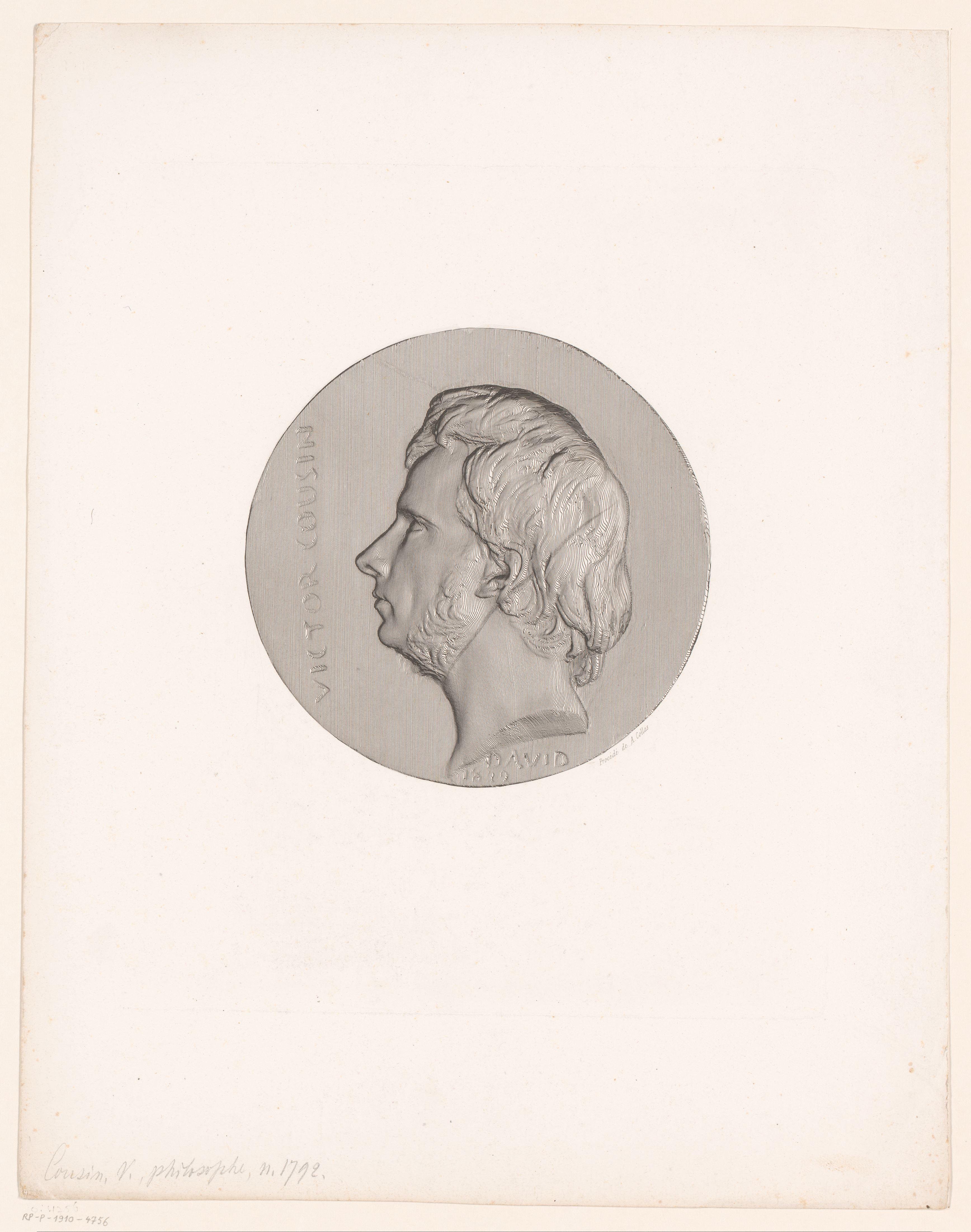 Medaillon met portret van Victor Cousin by Achille Collas