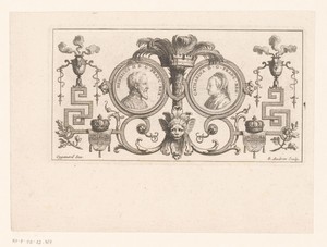 Medaillons met portretten van Hendrik II van Frankrijk en Catharina de' Medici