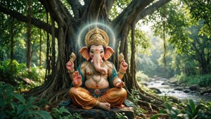 Meditating Bappa in Nature
