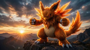 Mega Blaziken at Sunset