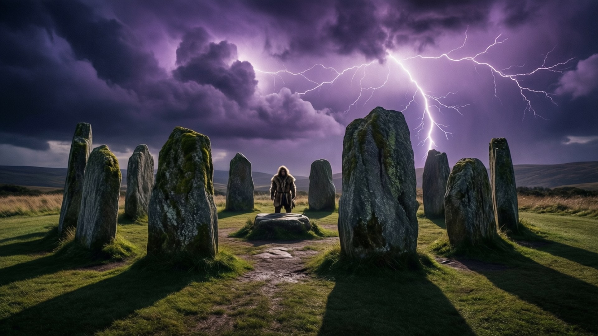 Megaliths Under Storm by Wallpapers.art Studio