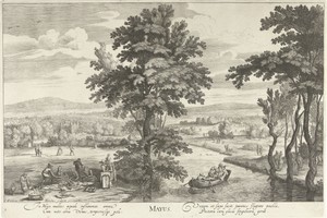 Mei, met een gezelschap in een landschap