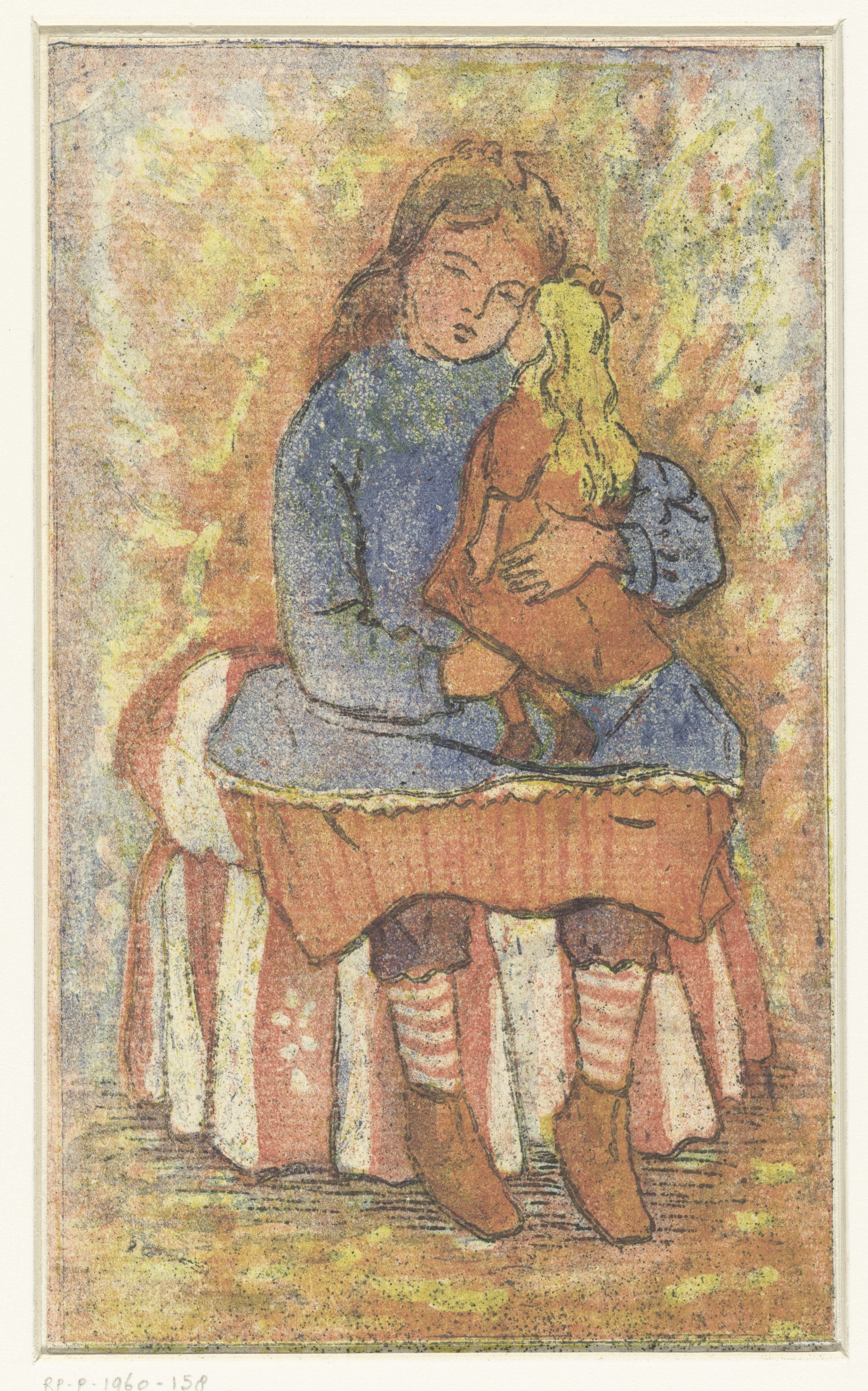 Meisje met pop by Lucien Pissarro
