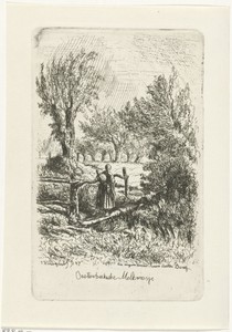Meisje op een houten bruggetje
