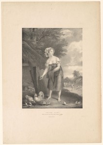 Meisje voert kippen