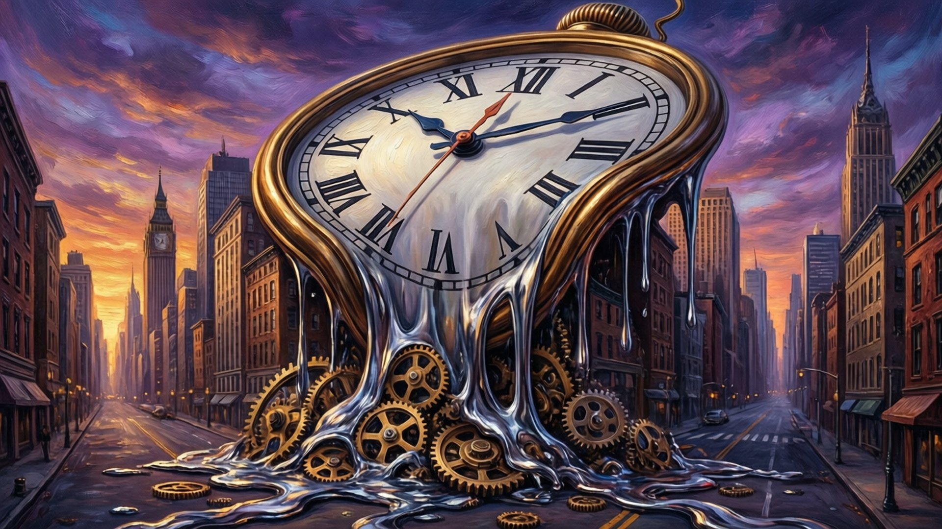 Melting Clock City by Wallpapers.art Studio