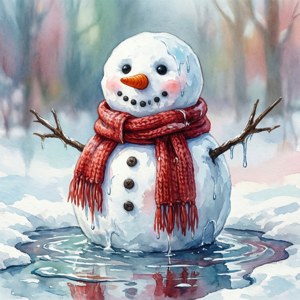 Melting Watercolor Snowman