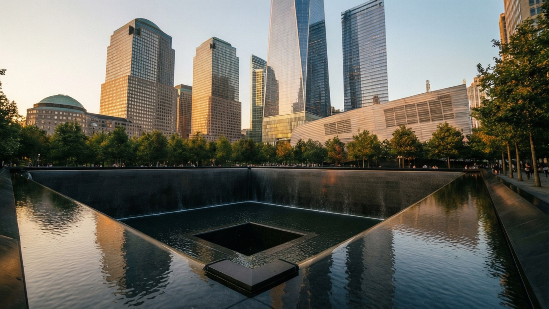 Memorial Pools at Dusk by Wallpapers.art Studio