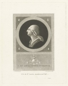 Memorieprent met portret van Lodewijk XVI