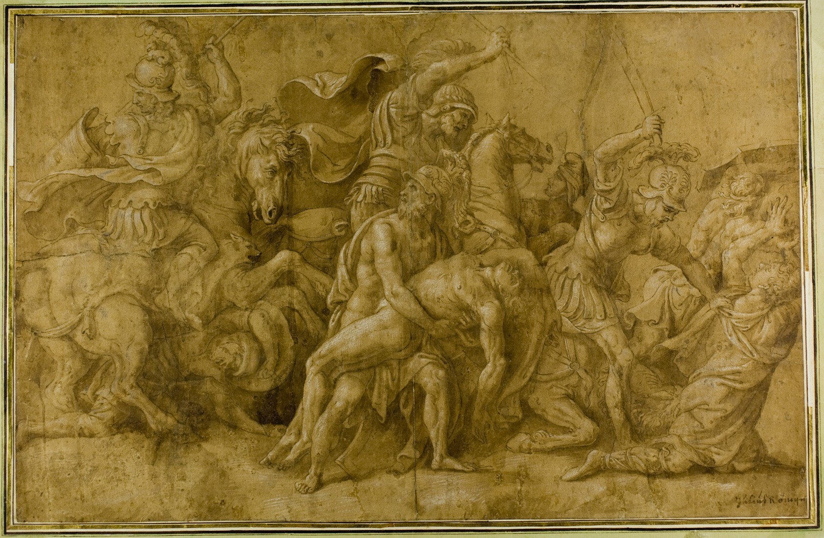 Menelaus Holding the Body of Patroclus by Giulio Romano