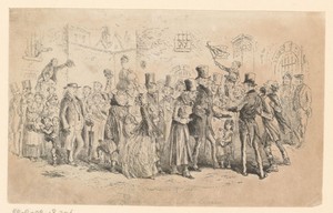 Menigte buiten de gevangenis Marshalsea