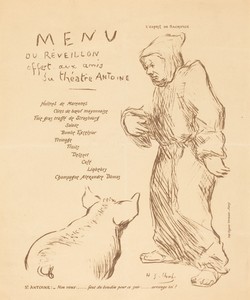 Menu du réveillon offert aux amis du Théâtre Antoine