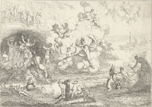 Mercurius geeft Bacchus aan de nimfen