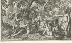 Mercurius geeft Bacchus aan de nimfen van Nysa