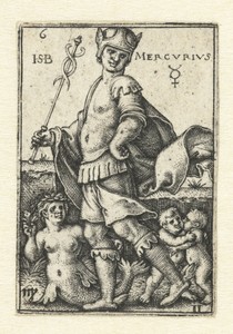 Mercurius met sterrenbeelden Maagd en Tweelingen