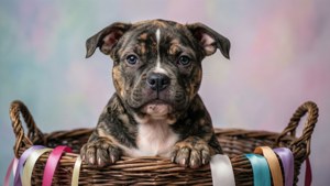 Merle American Bully Puppy Basket