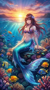 Mermaid at Coral Reef