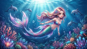 Mermaid Dolphin Swim