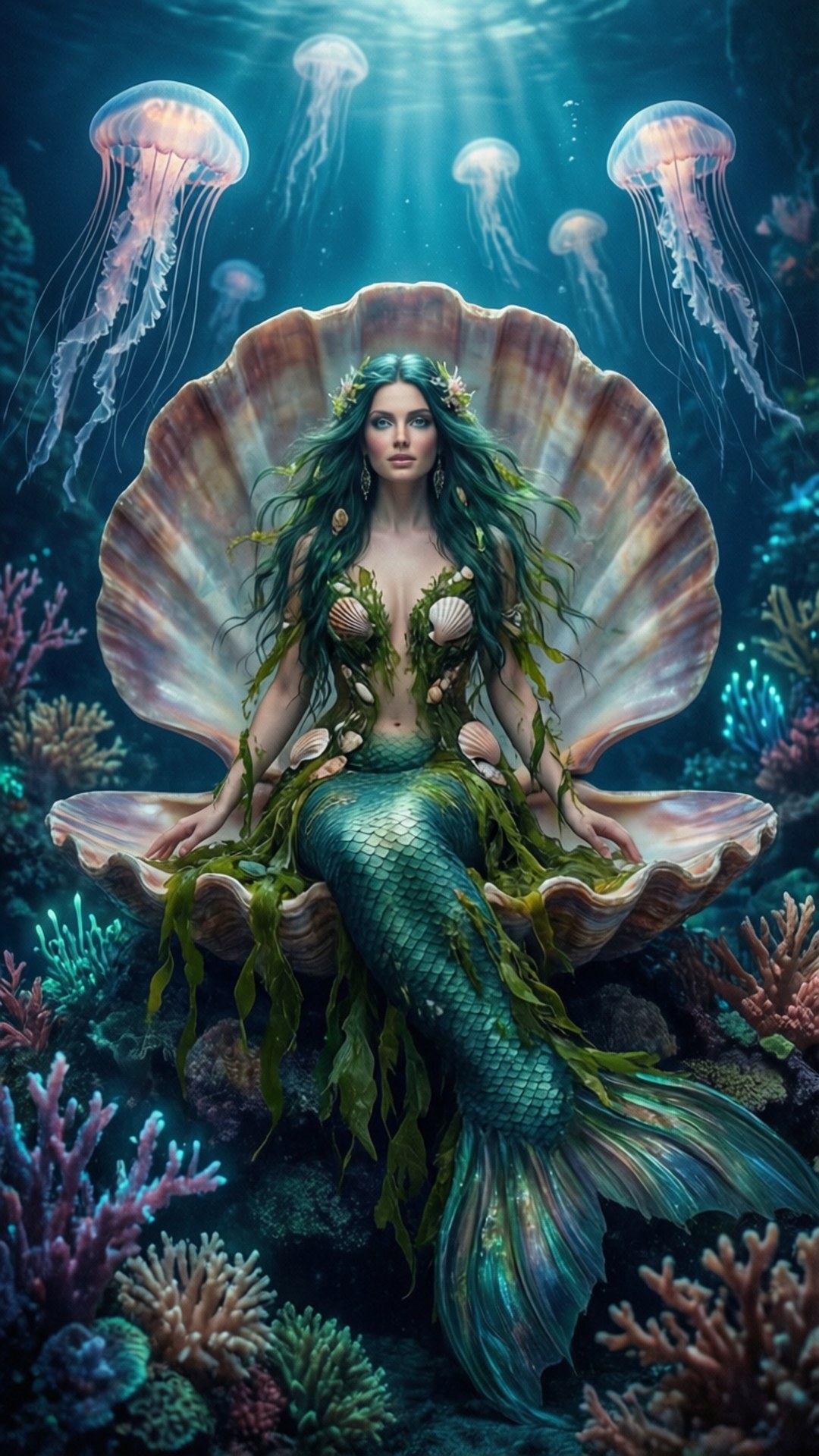 Mermaid Queen Seaweed Throne by Wallpapers.art Studio