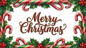 Merry Christmas Candy Cane Typography