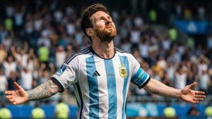 Messi Celebrates for Argentina