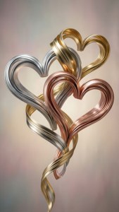 Metallic Ribbon Hearts