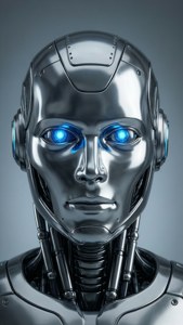 Metallic Robot Head 3D