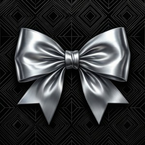Metallic Silver Geometric Bow