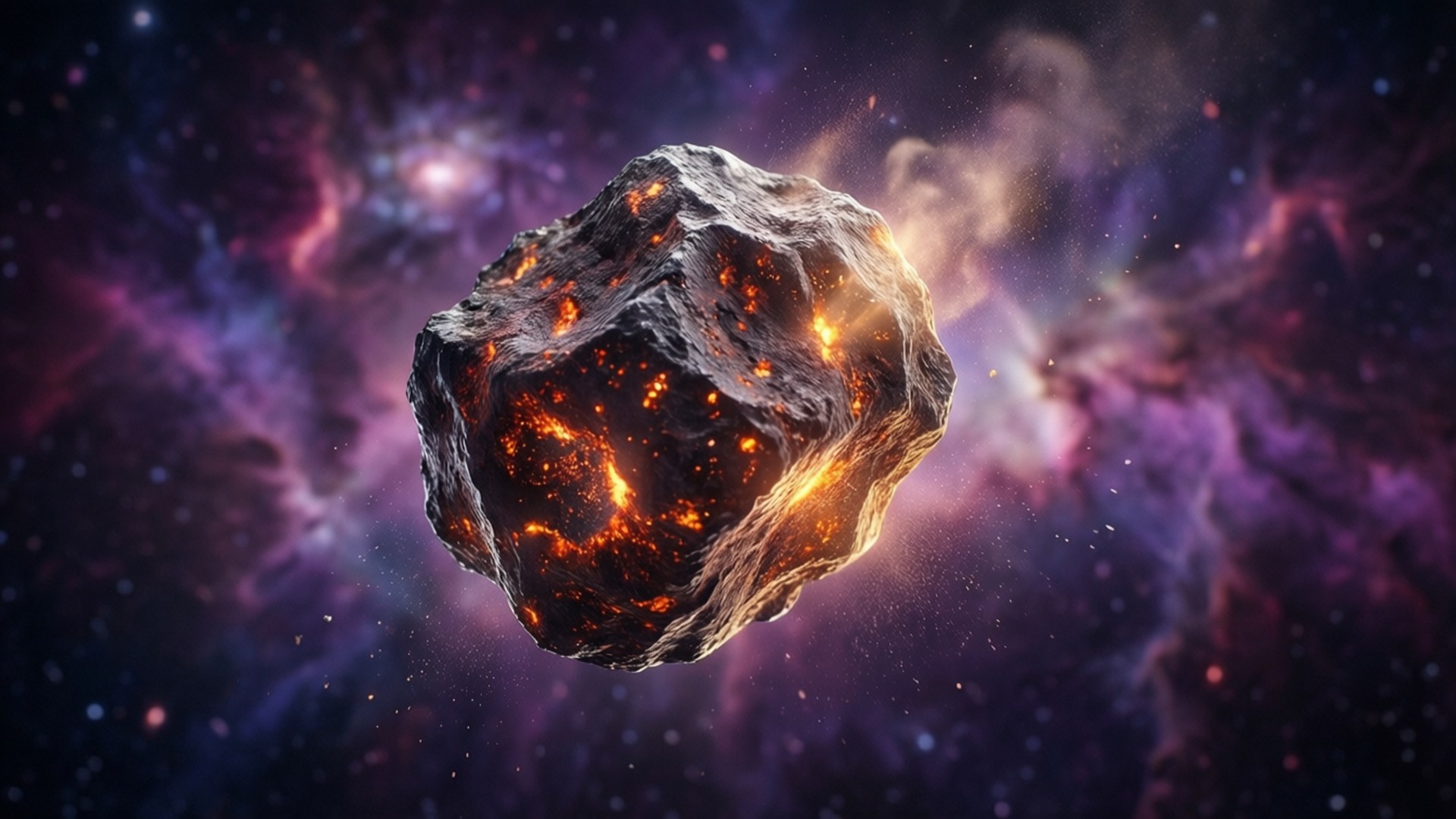 Meteorite Fragment in Nebula by Wallpapers.art Studio