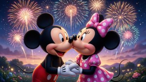 Mickey and Minnie New Year Kiss