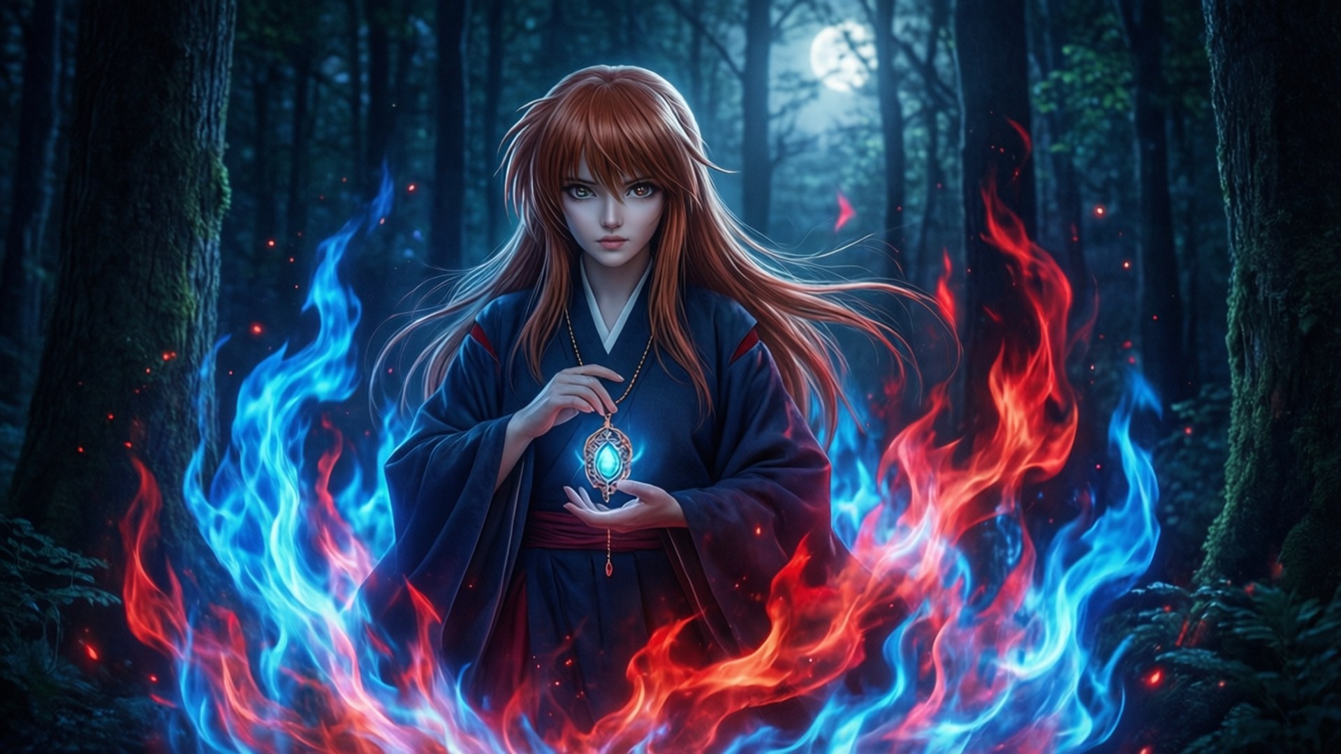 Midnight Flame Forest by Wallpapers.art Studio