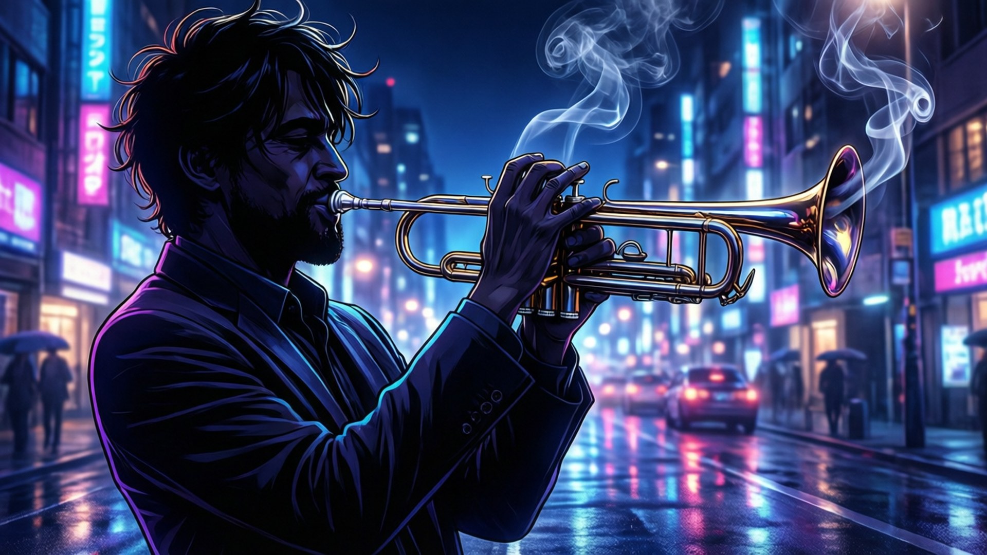 Midnight Jazz Silhouette by Wallpapers.art Studio