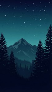 Midnight Mountain Silhouette