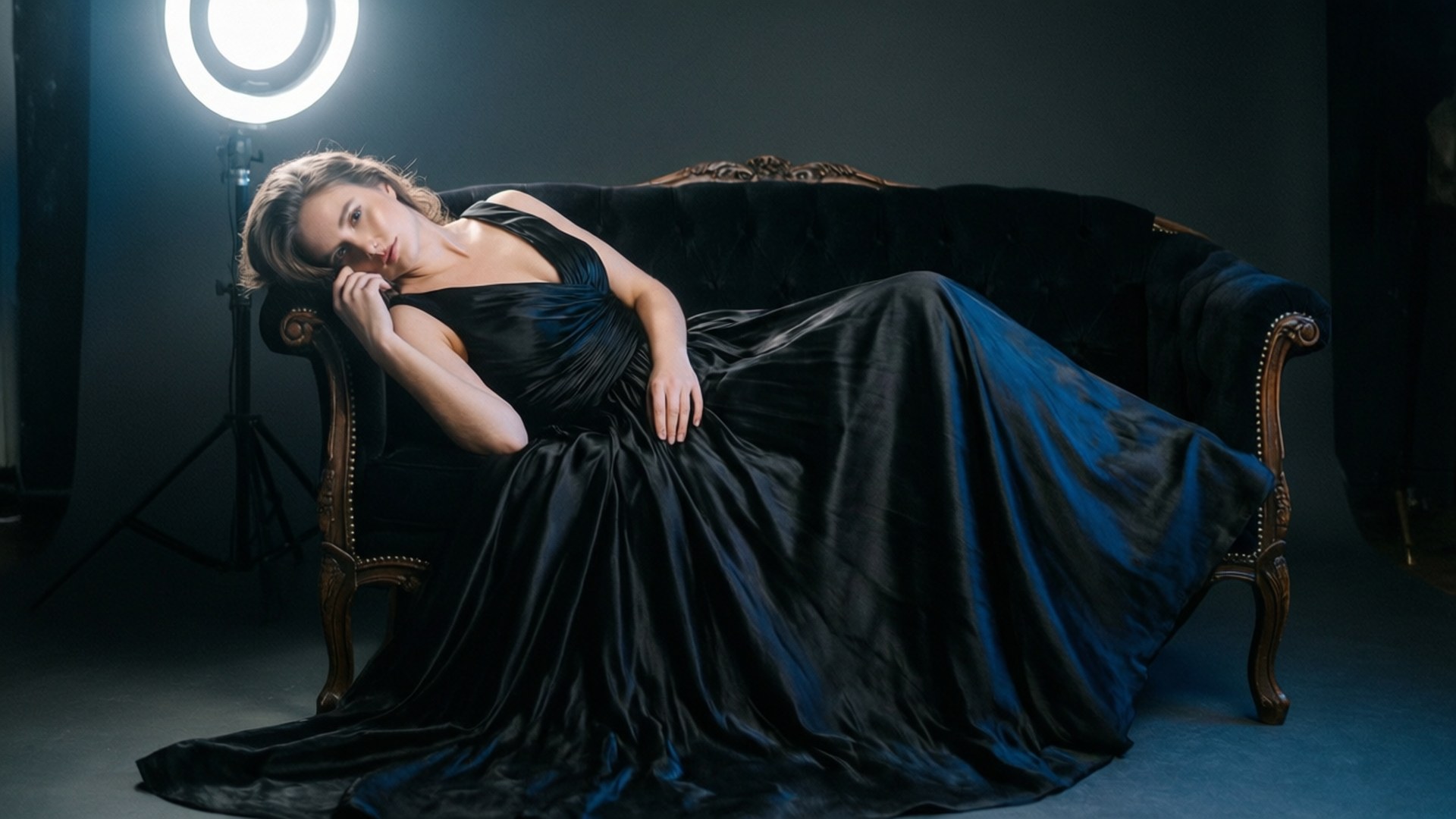 Midnight Satin Gown by Wallpapers.art Studio