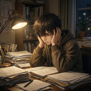 Midnight Study Exhaustion