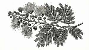 Mimosa Botanical Line Art