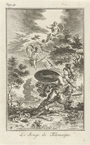 Minerva beschermt Telemachus tegen pijlen van Amor