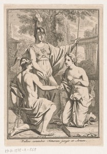 Minerva herenigd Mercurius en de personificatie van de natuur