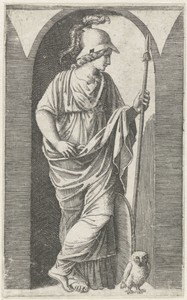Minerva met wapenrusting en uil